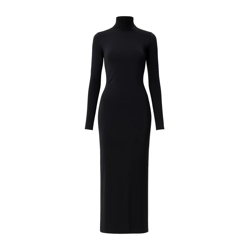Amazuin Abendkleid Fitted Black Stretch Jersey Dress Black