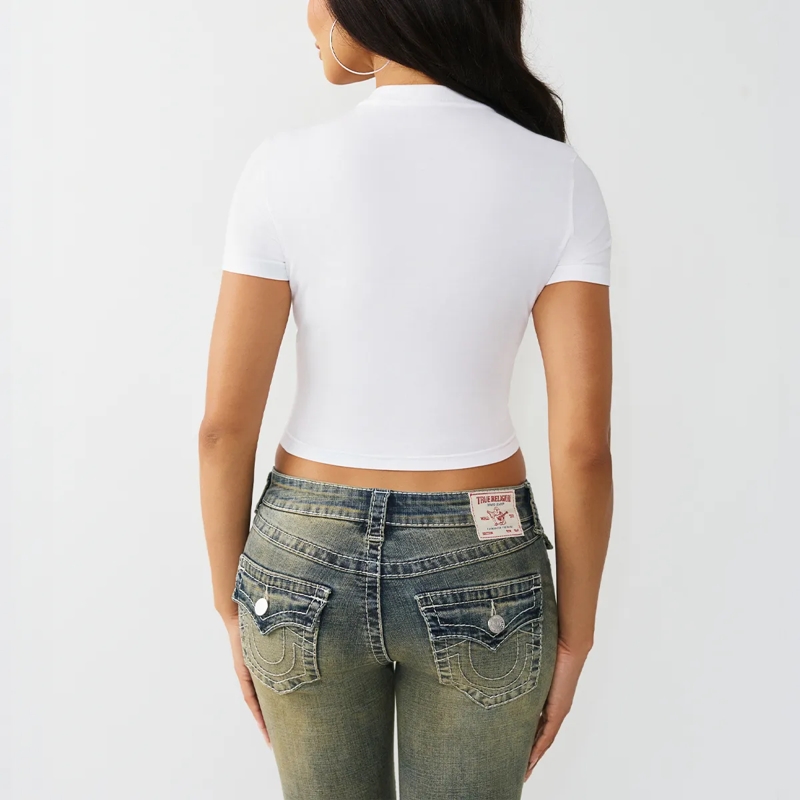 True Religion T-Shirt - Verkürzte Passform- Figurbetont- Nauchfrei- Z weiss(Image 4)