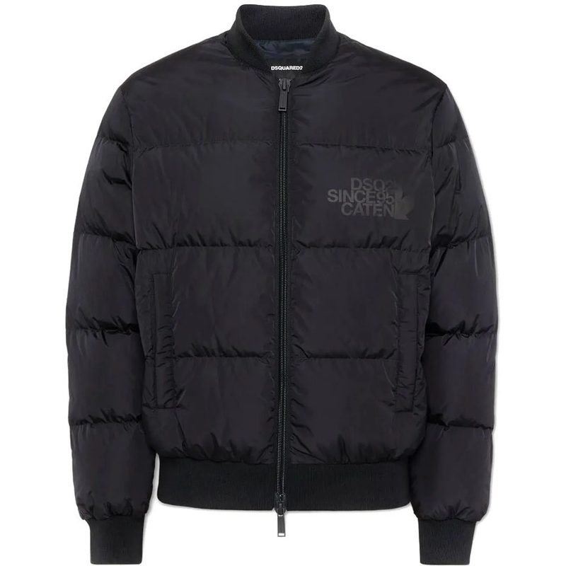 Dsquared2 Daunenjacke Classic Black Puffer Bomber Jacket With Ribbed Cuf Black(Image 8)