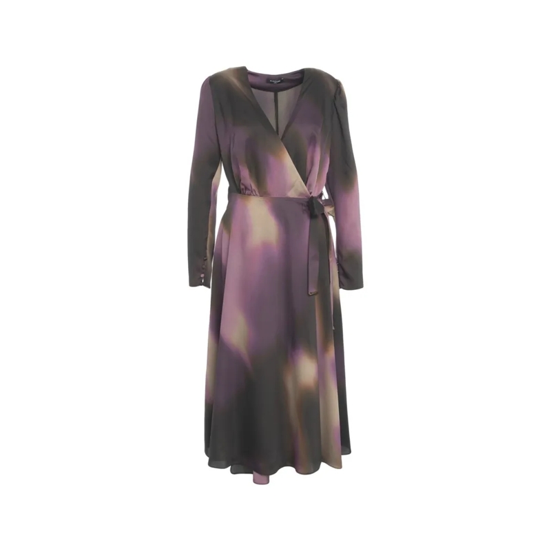 Marciano by Guess Robe midi Multicolored Midi Wrap Dress With V-Neck And Waist Grey