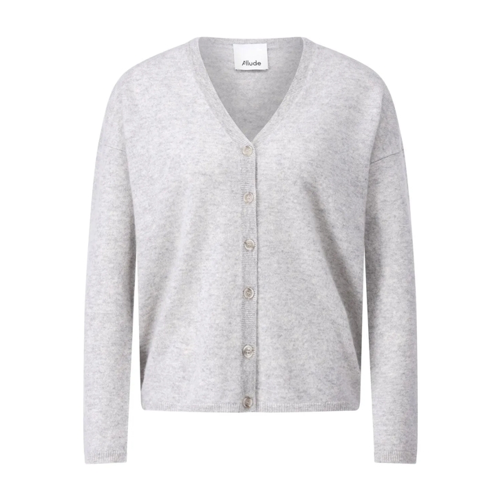 Allude Cardigan aus Kaschmir Hellgrau Strickjacke