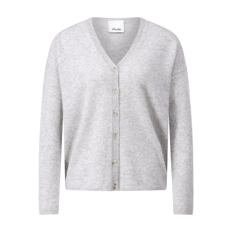 Allude Strickjacke Cardigan aus Kaschmir Hellgrau
