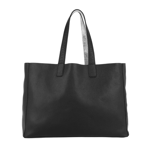 Abro Adria Double Leather Handbag Black/Nickel Rymlig shoppingväska