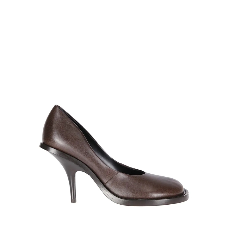 Dries Van Noten Pumps Wide-Toe Brown Leather Shoes Grey