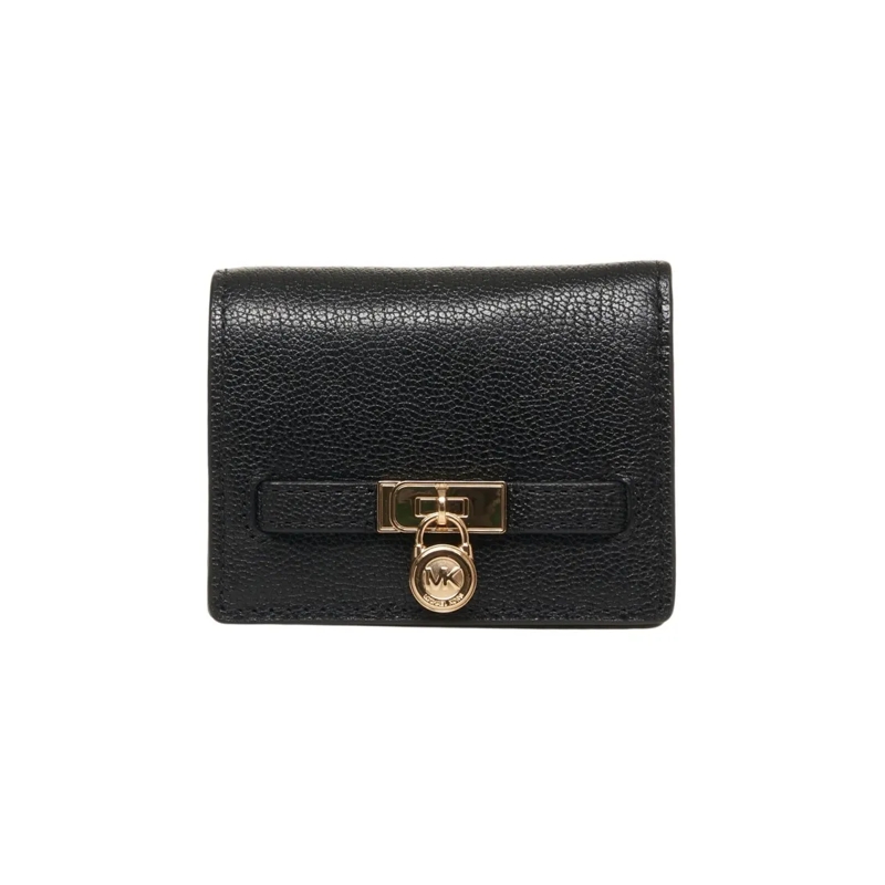 MICHAEL Michael Kors Portemonnee Pebbled Leather Wallet With Gold-Tone Lock Black