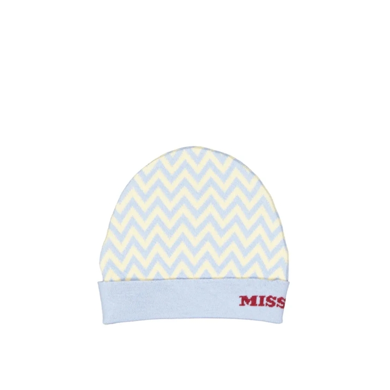 Missoni Hoed Zigzag Pattern Wool Hat With Ribbed Trims Blue