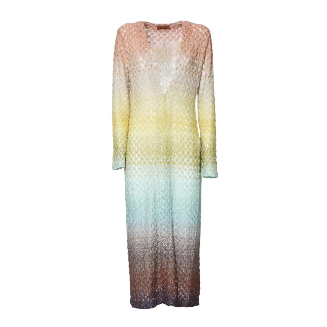 Thumbnail - Missoni - Multicolor Dégradé Viscose Lamé Long Cardigan - Größe 42 - bunt