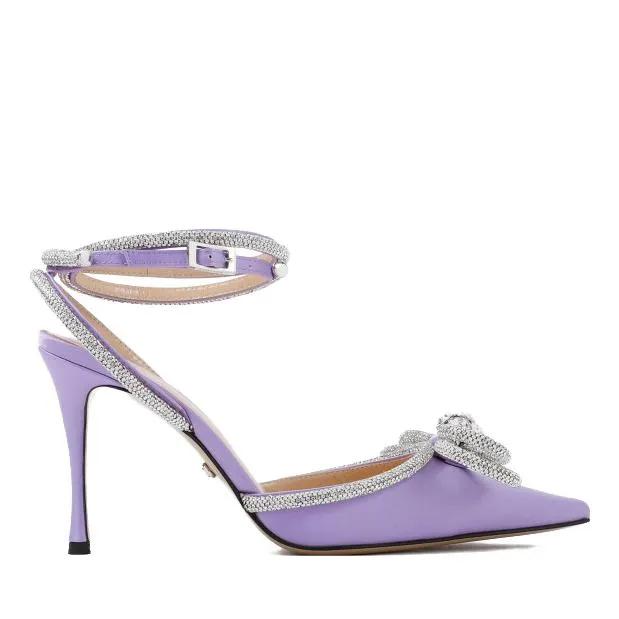 Mach&Mach Pumps & High Heels - Lavender Satin Double Bow High Heels Pumps - Gr. 38,5 (EU) - in Lila - für Damen