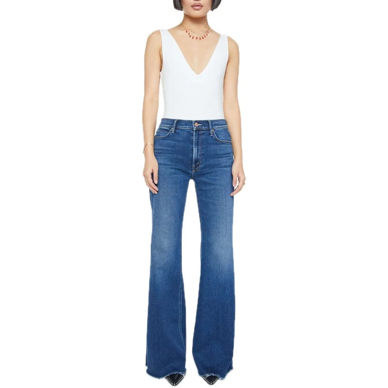 Mother Jeans à jambe droite Scorchin Hot blau
