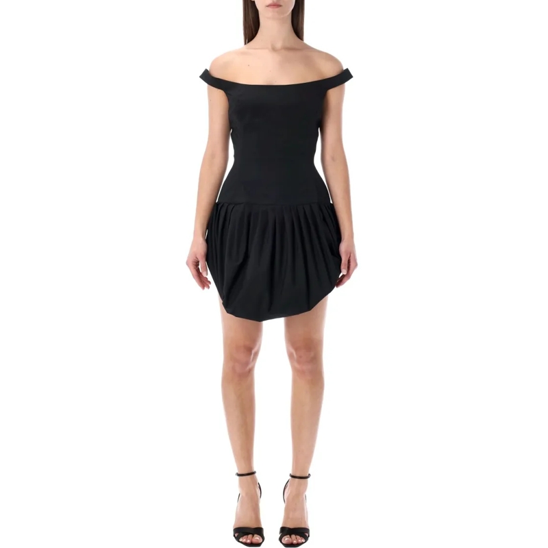 Magda Butrym Minikleid Off-Shoulder Black Mini Dress Black