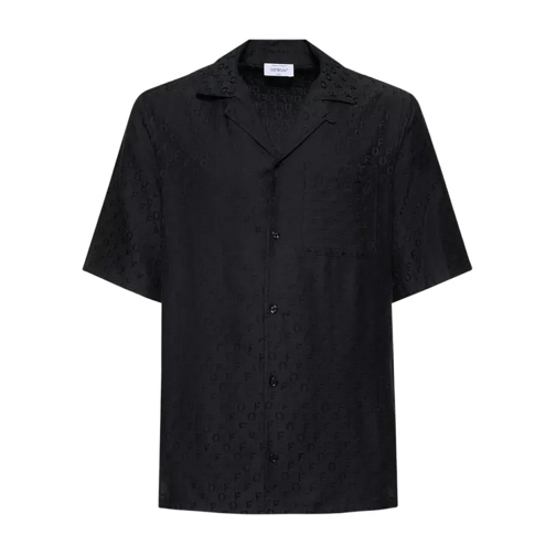 Off-White Silk And Cotton Shirt With All-Over Logo Black 