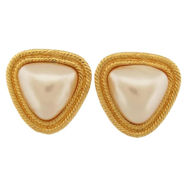 Chanel Ohrstecker NEUE VINTAGE CHANEL CASTELLANE DREIECK PERLEN OHRR gold