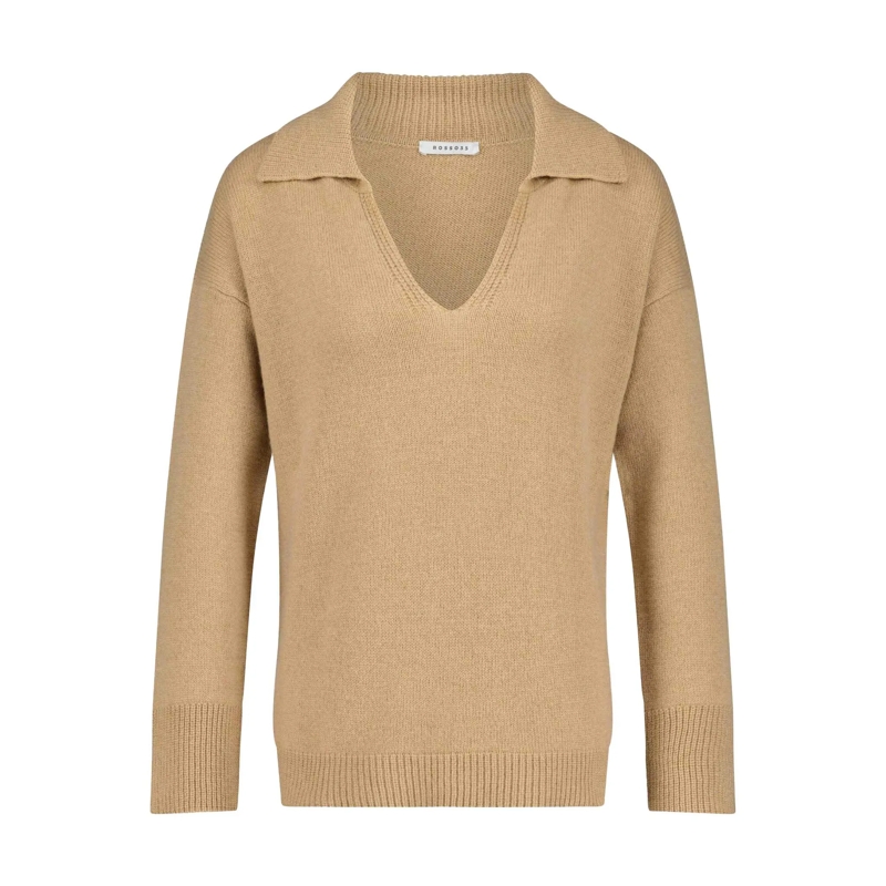 Rosso35 Pullover Pullover aus Woll-Seiden-Mix braun