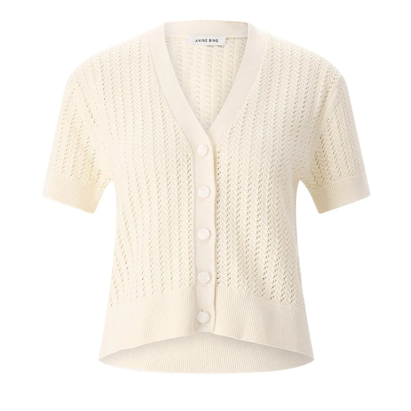 Anine Bing Cardigan Kurzarm Cardigan weiß