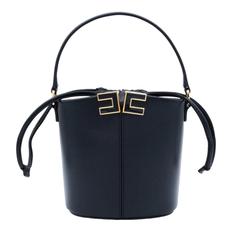 Elisabetta Franchi Sac reporter Structured Black Bucket Bag Black