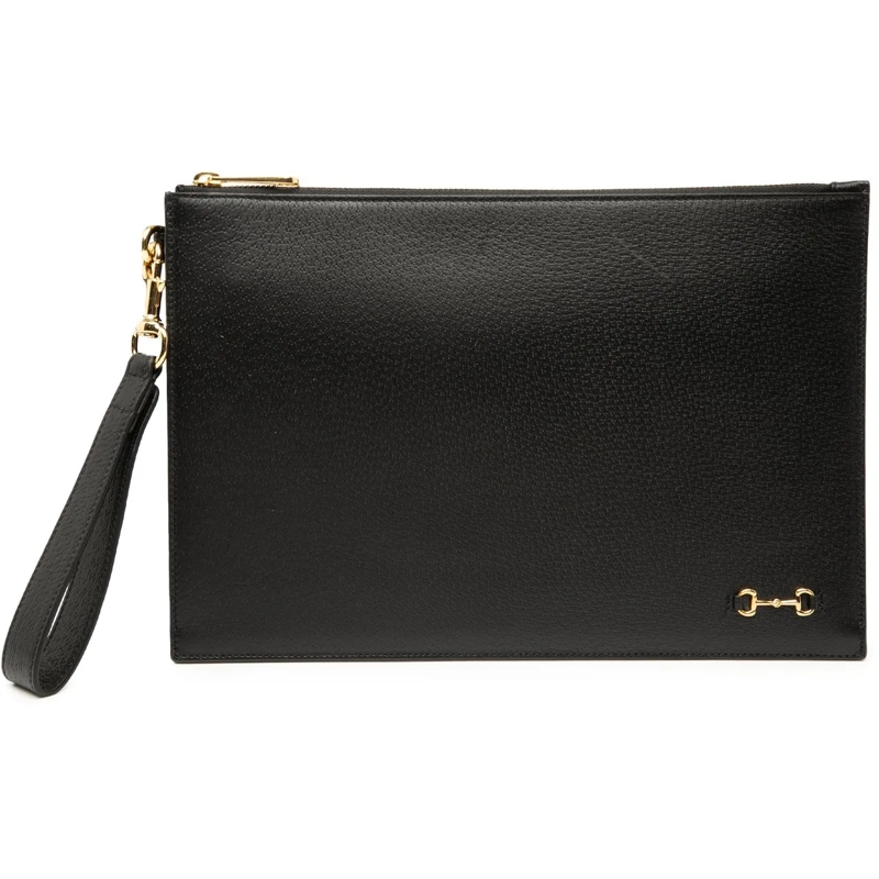 Gucci Clutch Leather Horsebit 1955 Zip Clutch schwarz