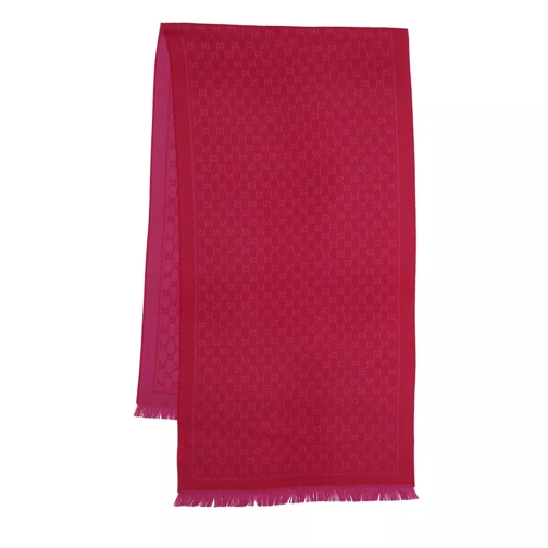 Gucci GG Logo Jacquard Scarf Wool Pink/Red Wollen Sjaal