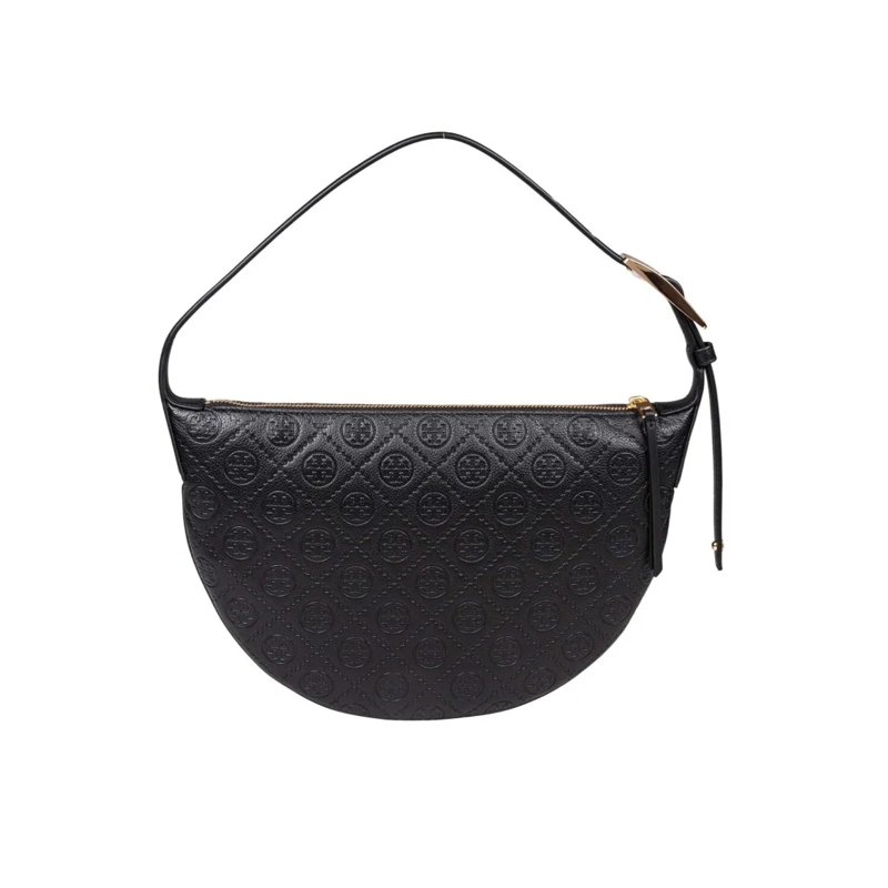 Tory Burch Schultertasche Monogram Leather Balloon Shoulder Bag, Black Black