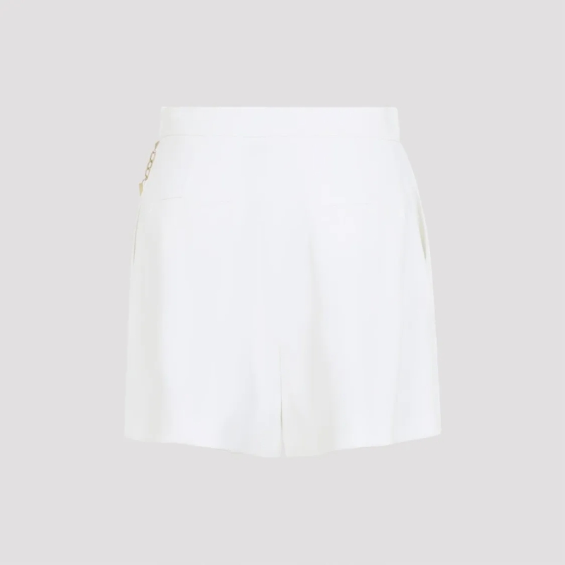 Elisabetta Franchi Casual Shorts Tailored Bermuda Shorts With Decorative Gold Chain White