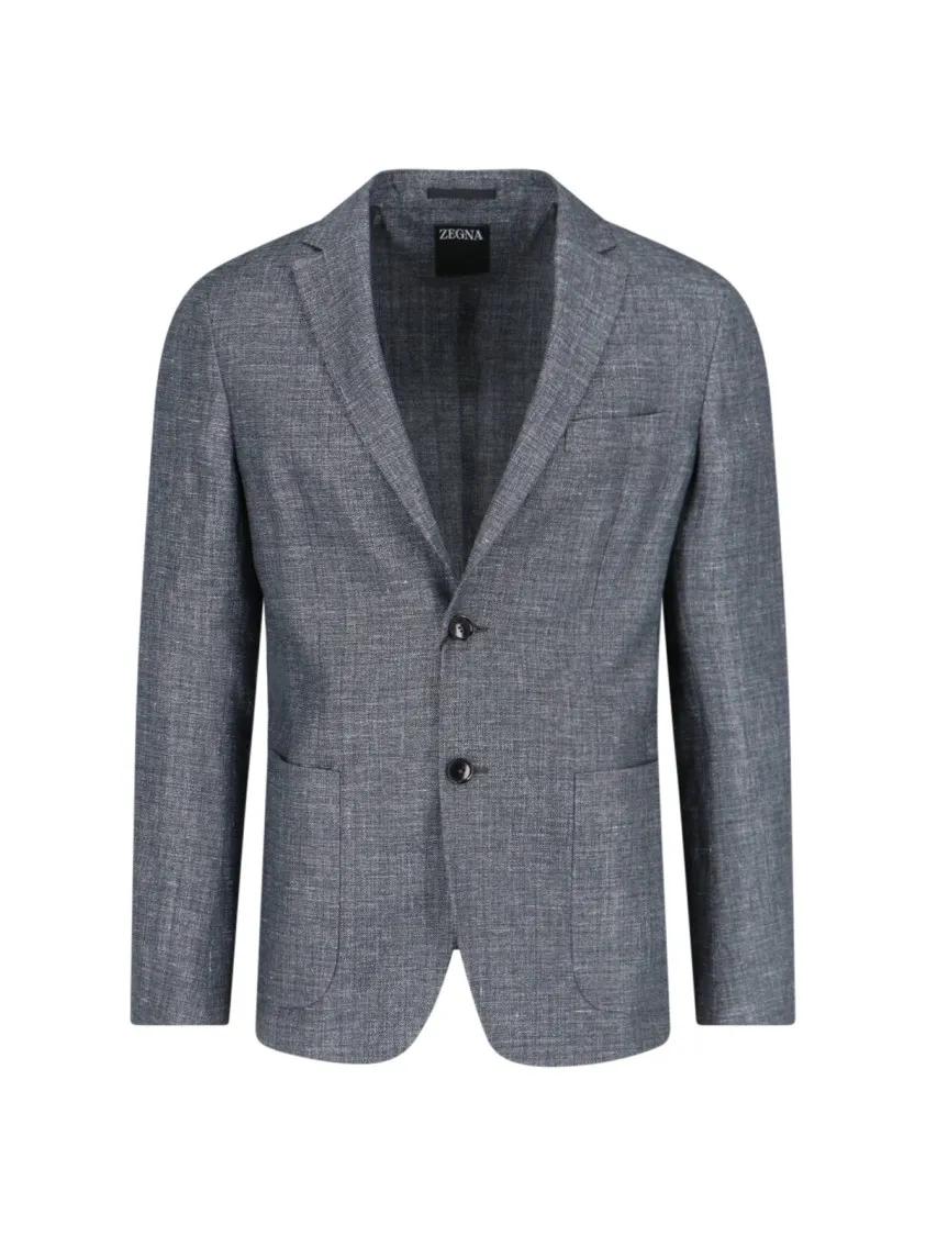 Thumbnail - Zegna - Linen Blazer – Grey - Größe 54 - grau