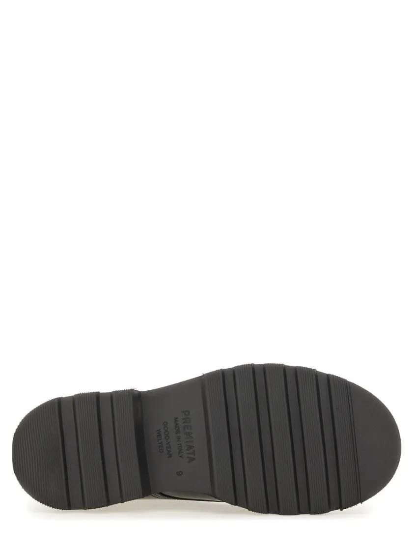 Thumbnail - Polished Calf Leather Lace-Up Moccasins - Gr. 9 - in Schwarz