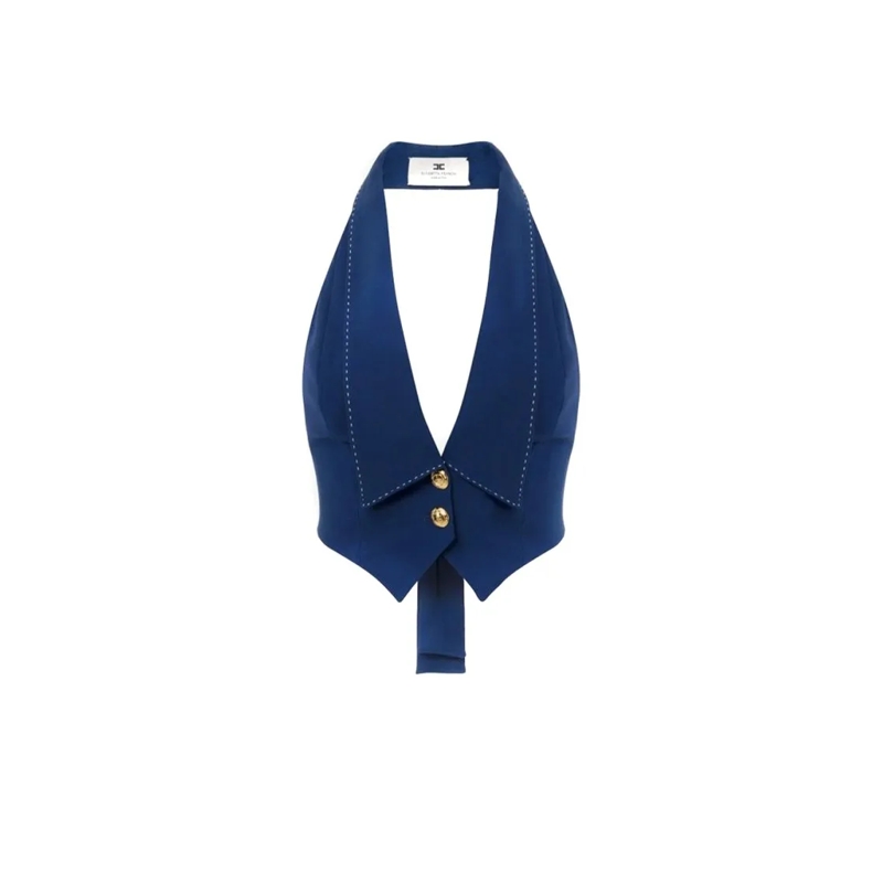 Elisabetta Franchi Manteau de transition Blue Tailored Coat With Distinguished V-Neckline Blue