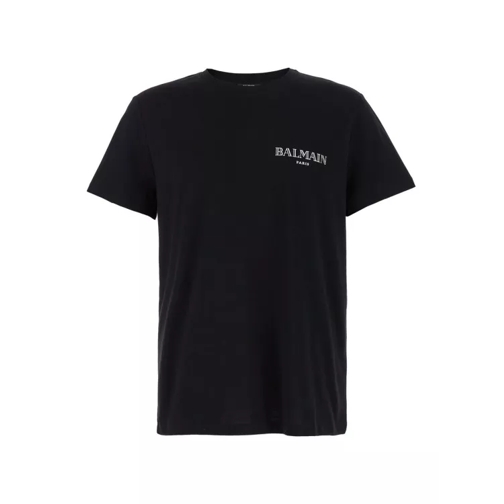 Balmain Crew-Neck T-Shirt With Logo Print In Black Cotton Black 