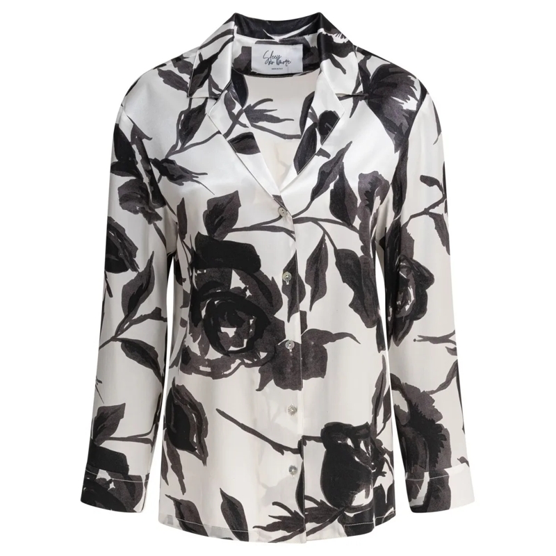 Sleep No More Hemd Silk Shirt With Bold Floral Print White