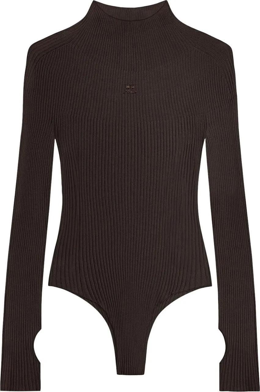 Thumbnail - Courrèges - Ribbed Knit Body Top - Größe M - braun