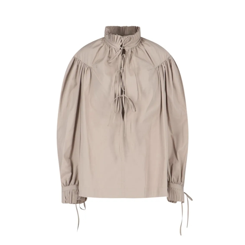 Dries Van Noten Chemisier Tailored Beige Shirt With Classic Button-Down Desi Neutrals