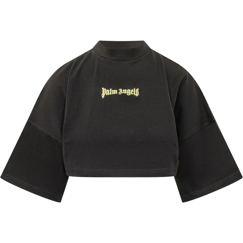 Palm Angels T-Shirt T-shirt Cropped con Logo Frontale schwarz