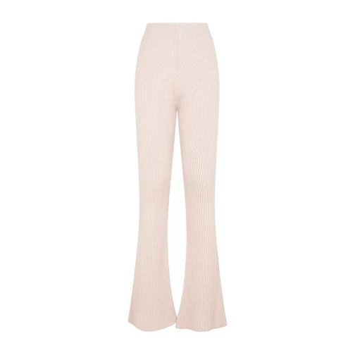 Peserico  Flare Knit Rib Nude Fleece Wool Pant Neutrals