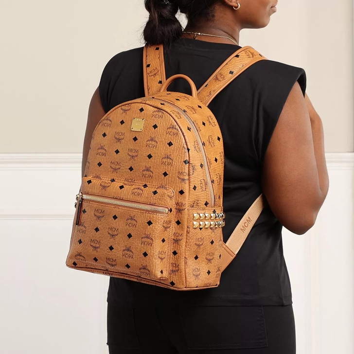 Small-Medium Stark Side Studs Backpack in Visetos Cognac