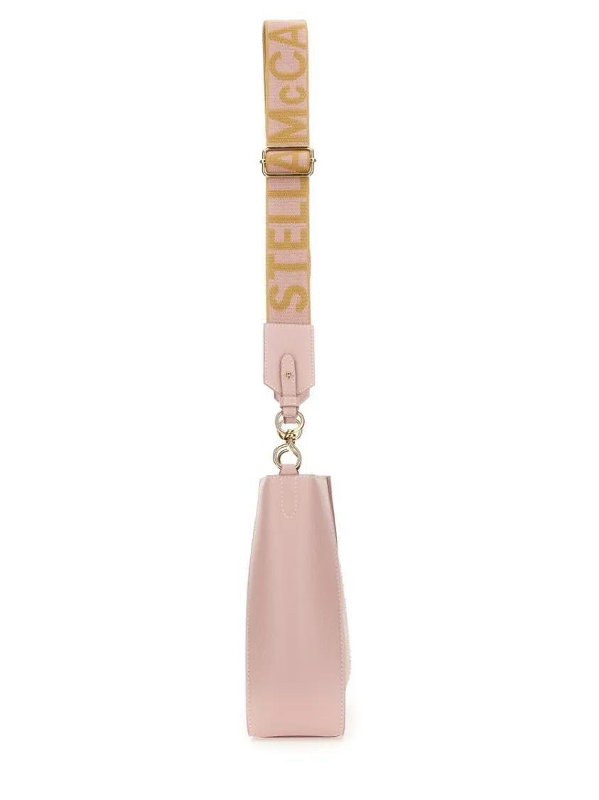 Stella Mccartney Hobo bags Structured Shoulder Bag With Embossed Logo in roze