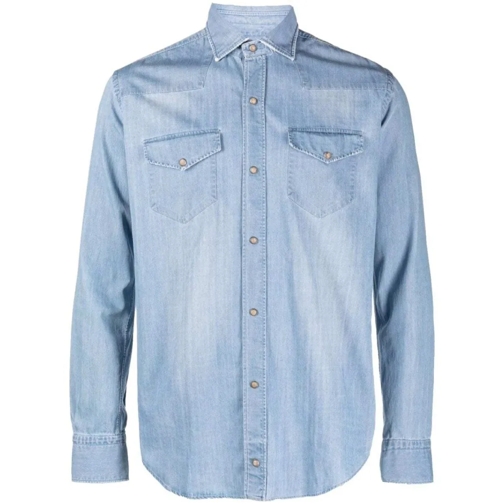 Eleventy Hemden Texas Long-Sleeve Chambray Denim Shirt Blue