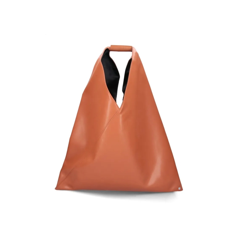 MM6 Maison Margiela Fourre-tout Medium Triangular Tote Bag In Eco-Leather Brown