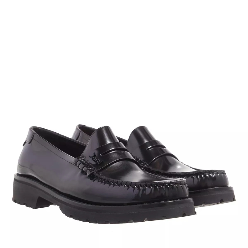 Saint Laurent Mocassin Loafer Monogram Penny Slipper Black