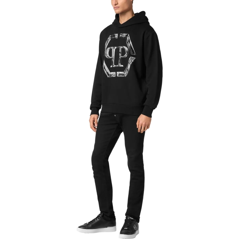 Philipp Plein Top Hoodie Hexagon Mit Schmucksteinen schwarz(Image 4)