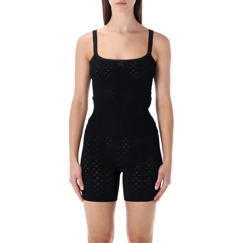 J.W.Anderson Blouse Pointelle Knit Cami With Delicate Bow Detail Black