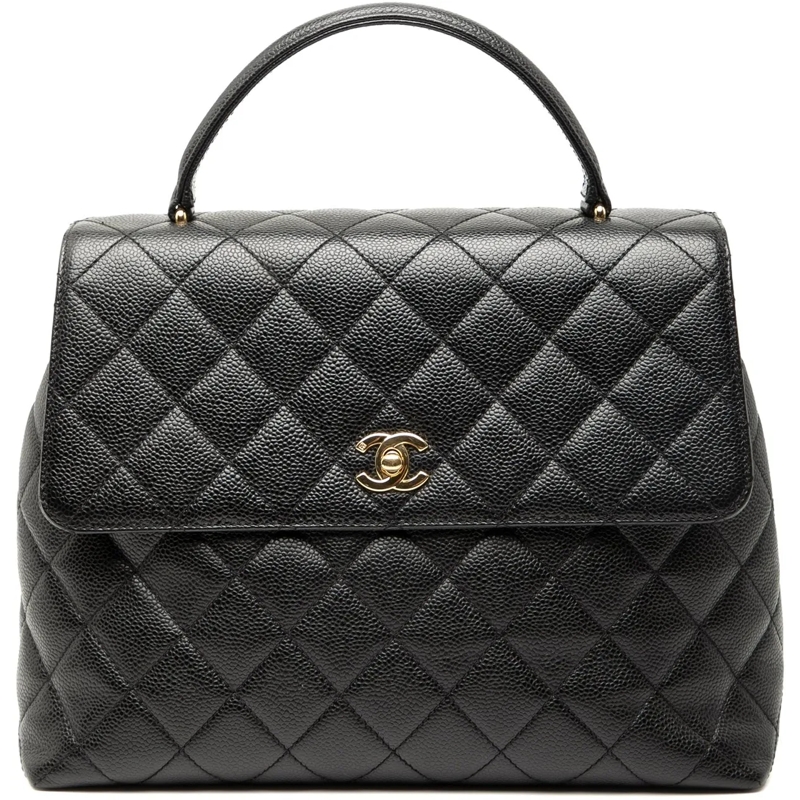 Chanel Tote CC Quilted Caviar Kelly Top Handle Bag schwarz