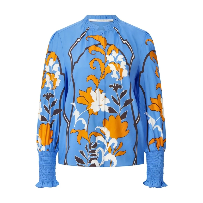 Herzensangelegenheit Blouse Seidenbluse mit Print Blau
