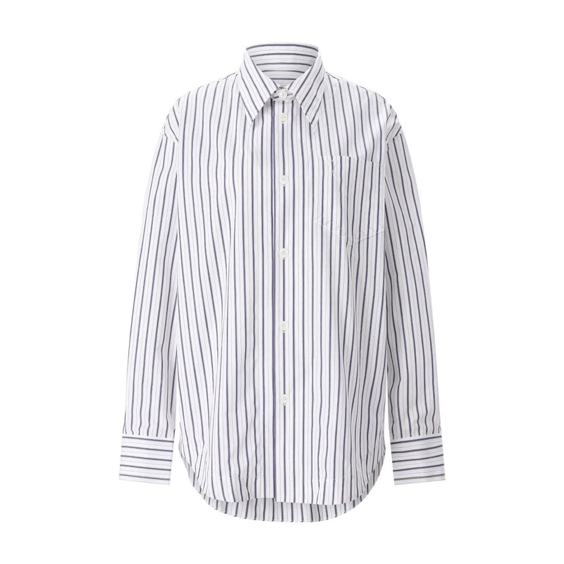 AMI Paris Bluse Gestreifte Hemdbluse blau