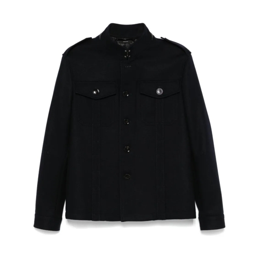 Tom Ford Veste de transition Japanese Light Felt Stand Collar Overshirt Black