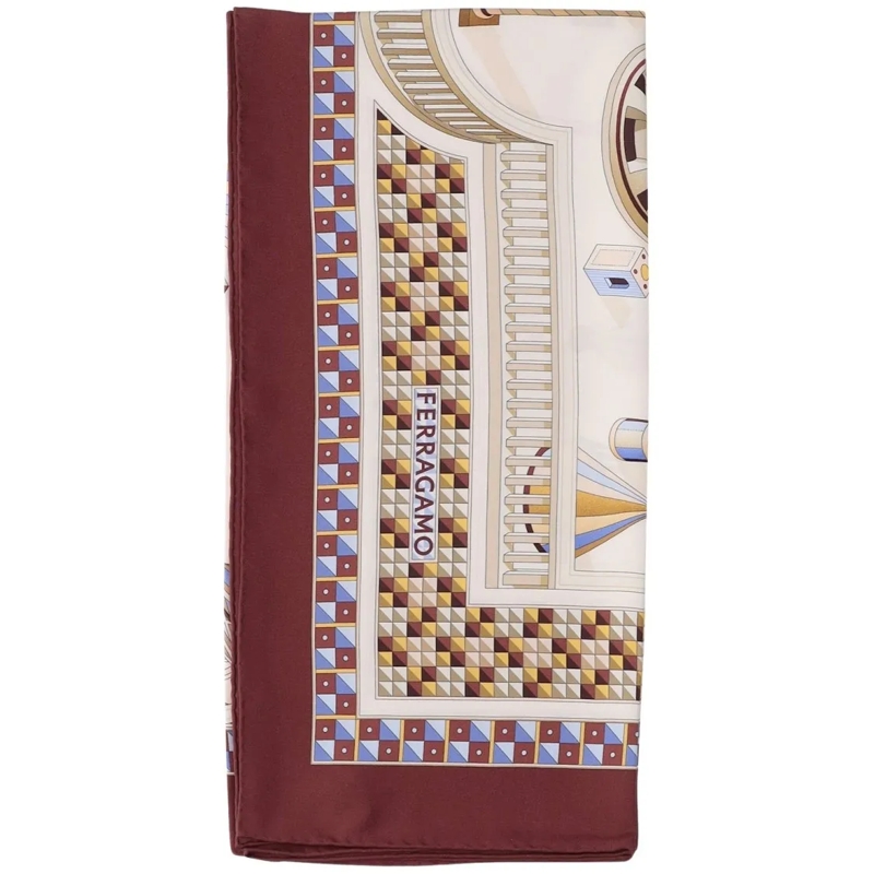 Salvatore Ferragamo Lichtgewicht Sjaal Nadir Print Silk Scarf Red