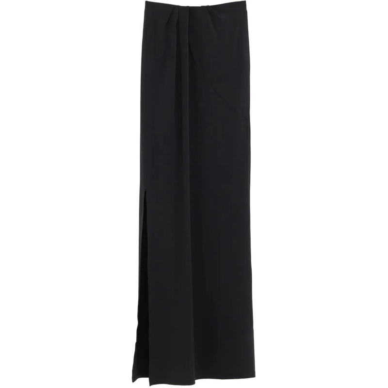Jacquemus Midirock Floor-Length Black Skirt With Subtle Side Slit Black