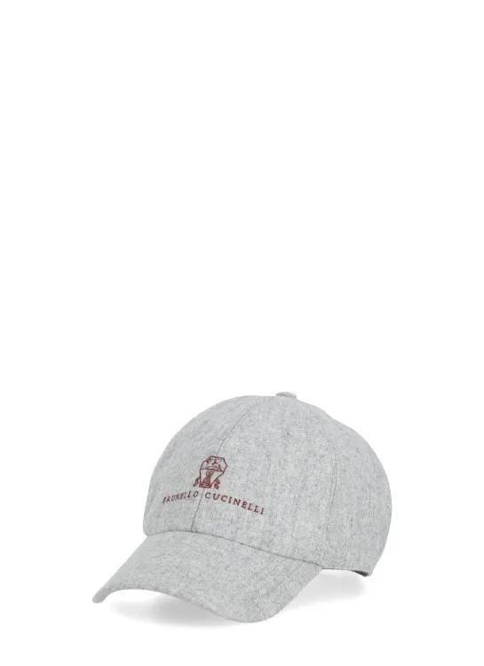 Brunello Cucinelli Mützen - Grey Wool Baseball Cap - Gr. M - in Grau - für Damen