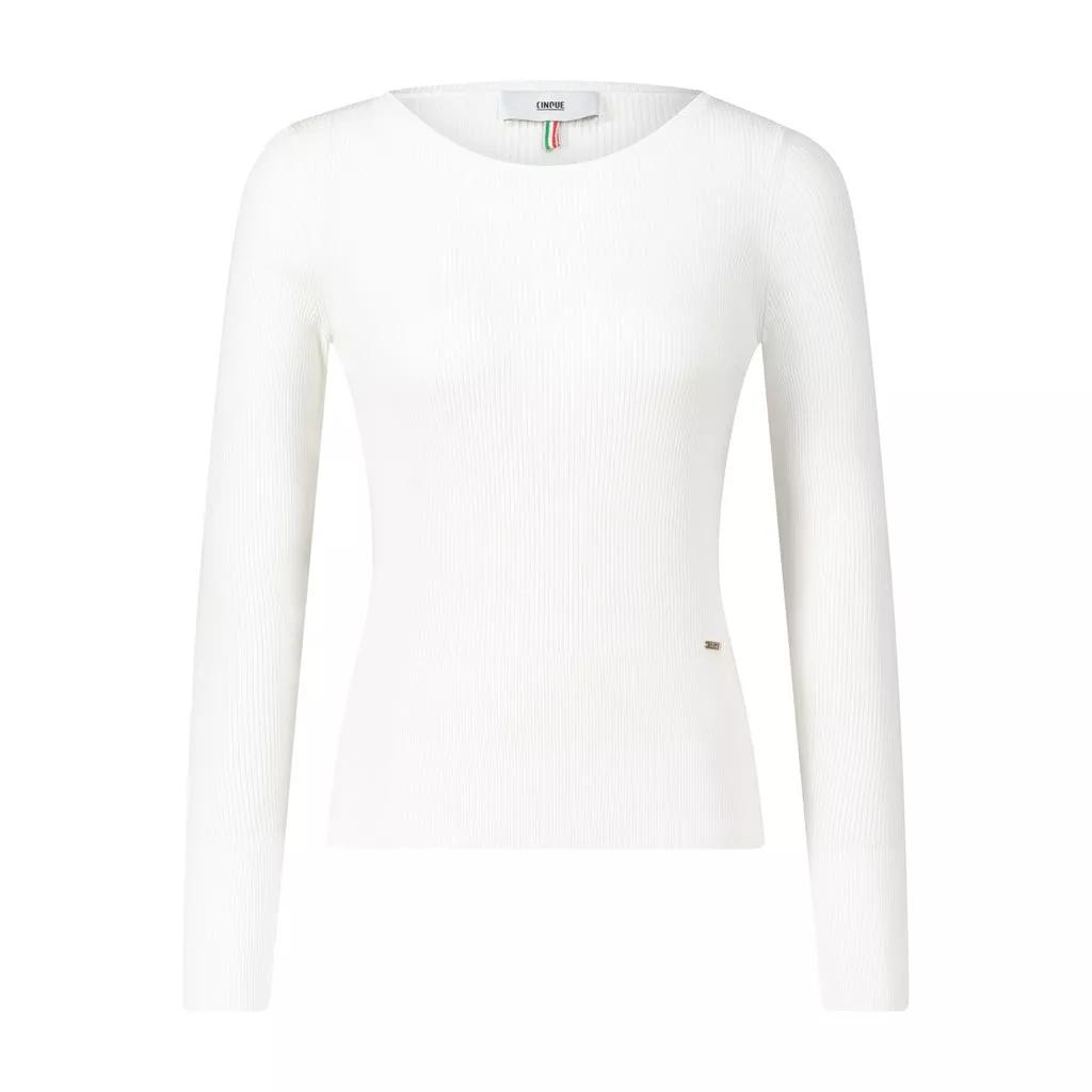 Cinque - Geripptes Langarmshirt Cikelly - Größe L - white