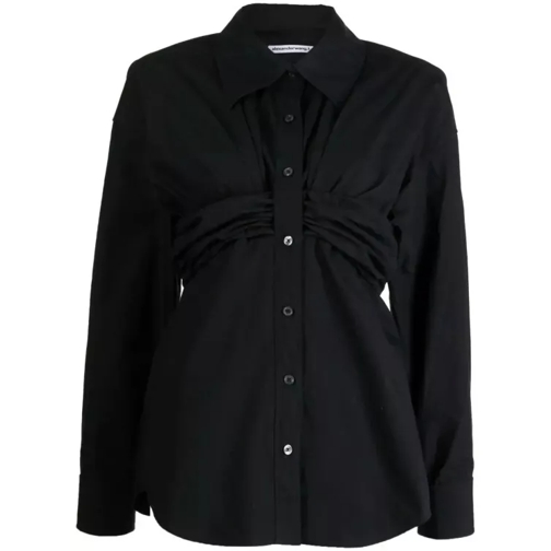 Alexander Wang Ruched-Detail Cotton Shirt Black 