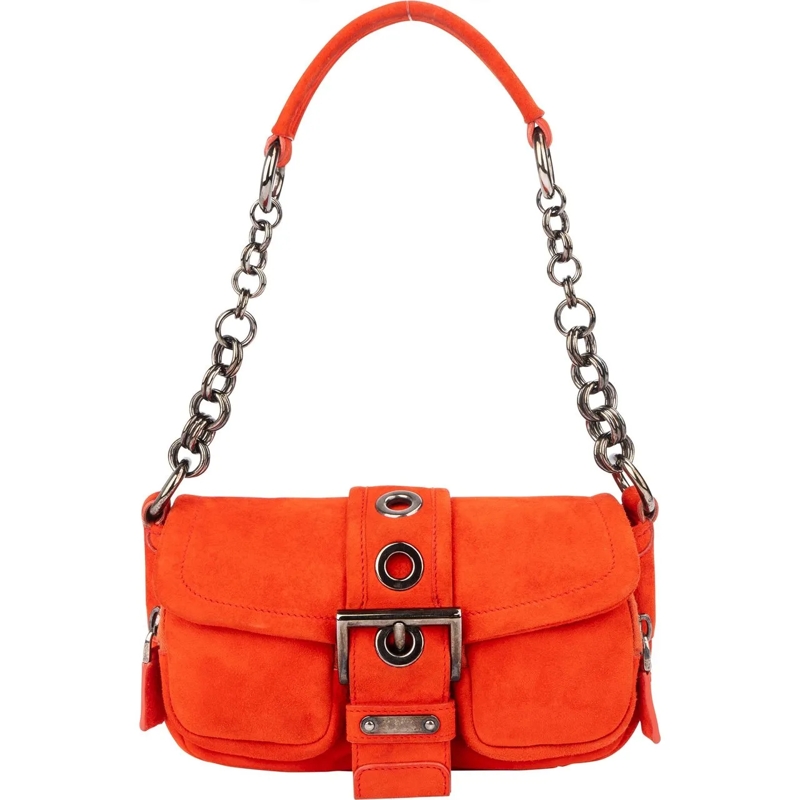 Prada Schultertasche Prada Orange Suede Triangle Shoulder Bag mehrfarbig