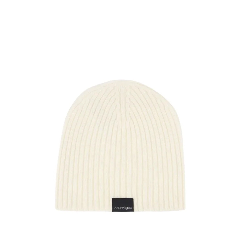Courrèges Hut Ac Ribbed Beanie - Wool - Neutral White
